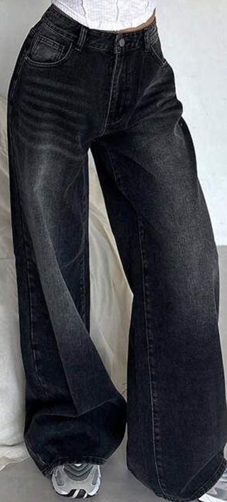 Women Wide Leg High-Rise Light Fade Jeans