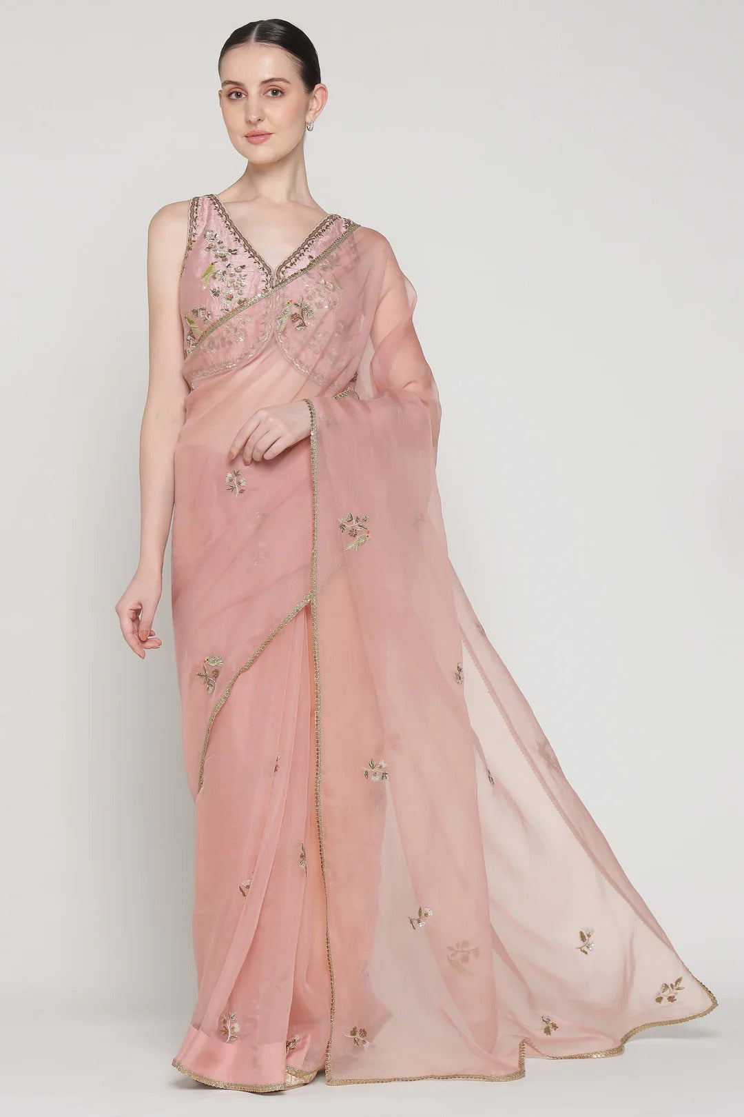 Noor Pink Blush Petal Saree