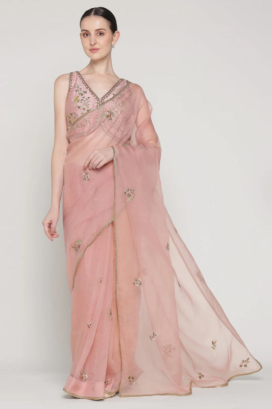 Noor Pink Blush Petal Saree