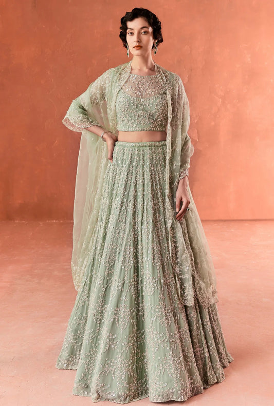 Teal Chandelier Lehenga