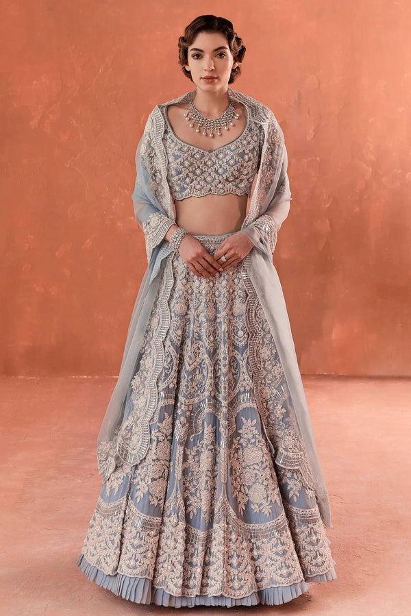 Stone Blue Adena Rays Lehenga