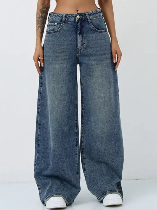 Women Jean Flared High-Rise Low Distress Heavy Fade Stretchable Jeans
