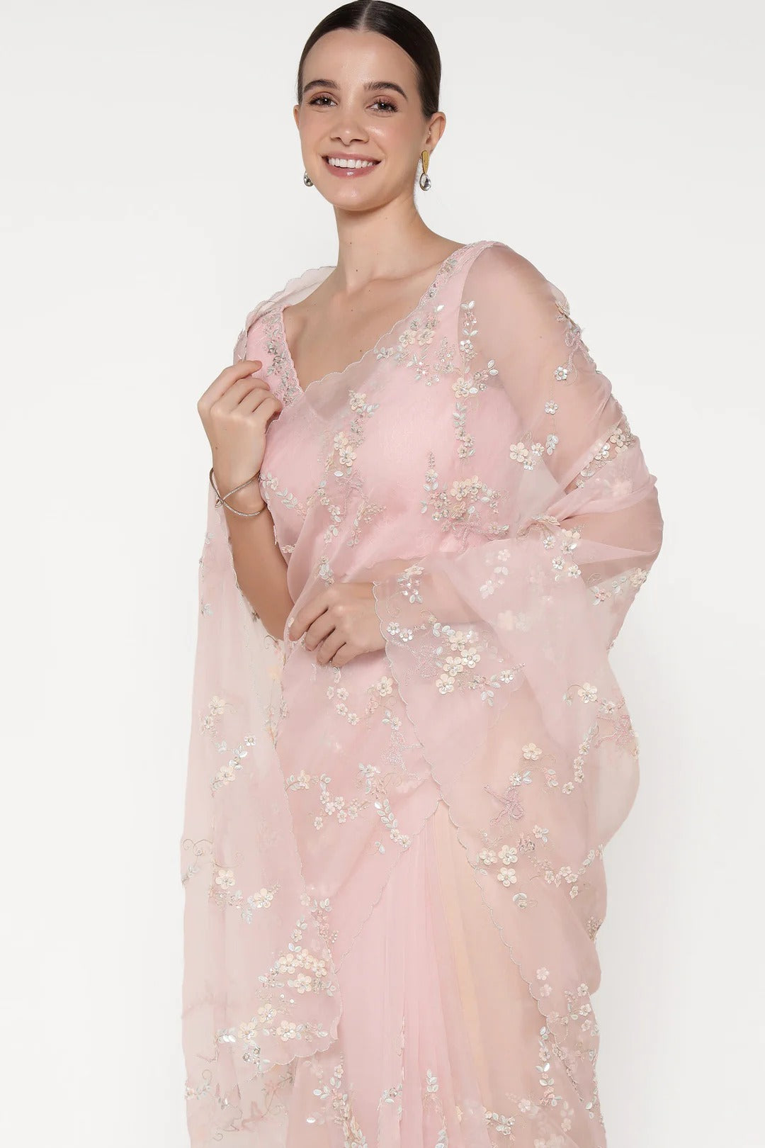Pink Big Flower Saree