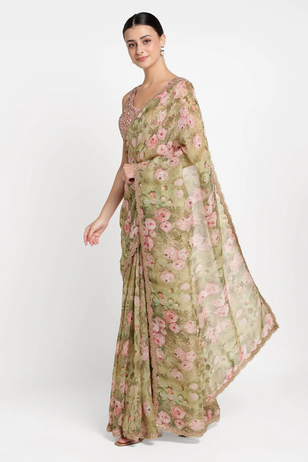 Rose Print Saree