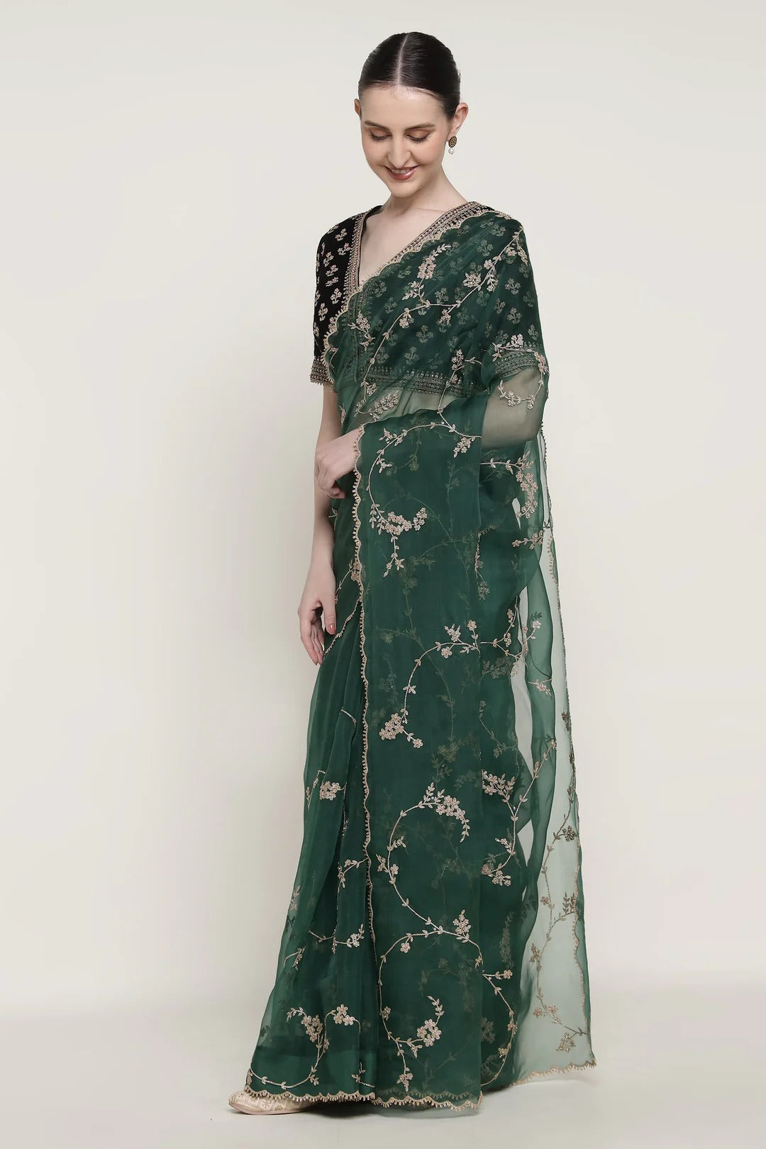 Emerald Green Vrinda Dori Saree Set