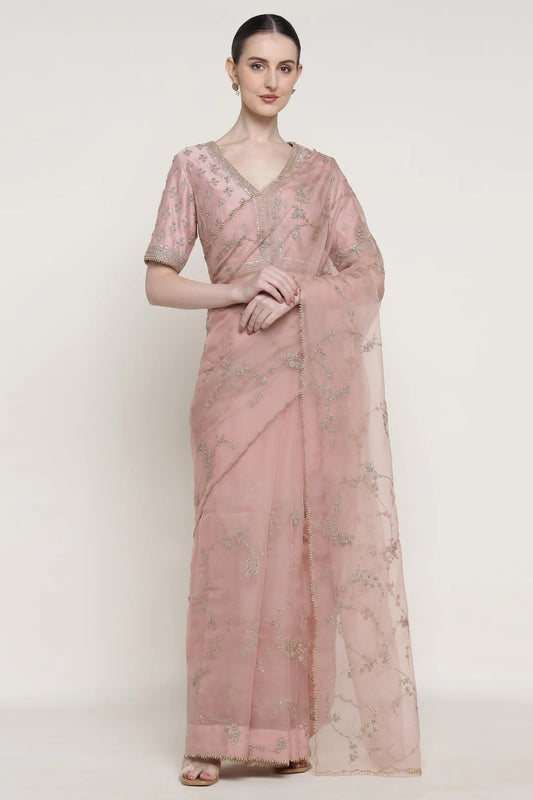 Noor Pink Vrinda Dori Saree Set