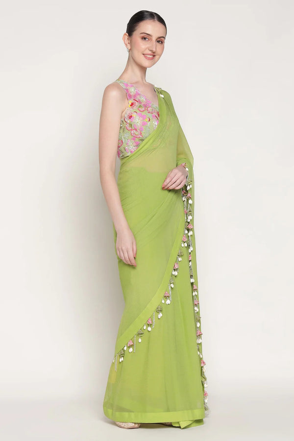 Green Serene Garden Saree