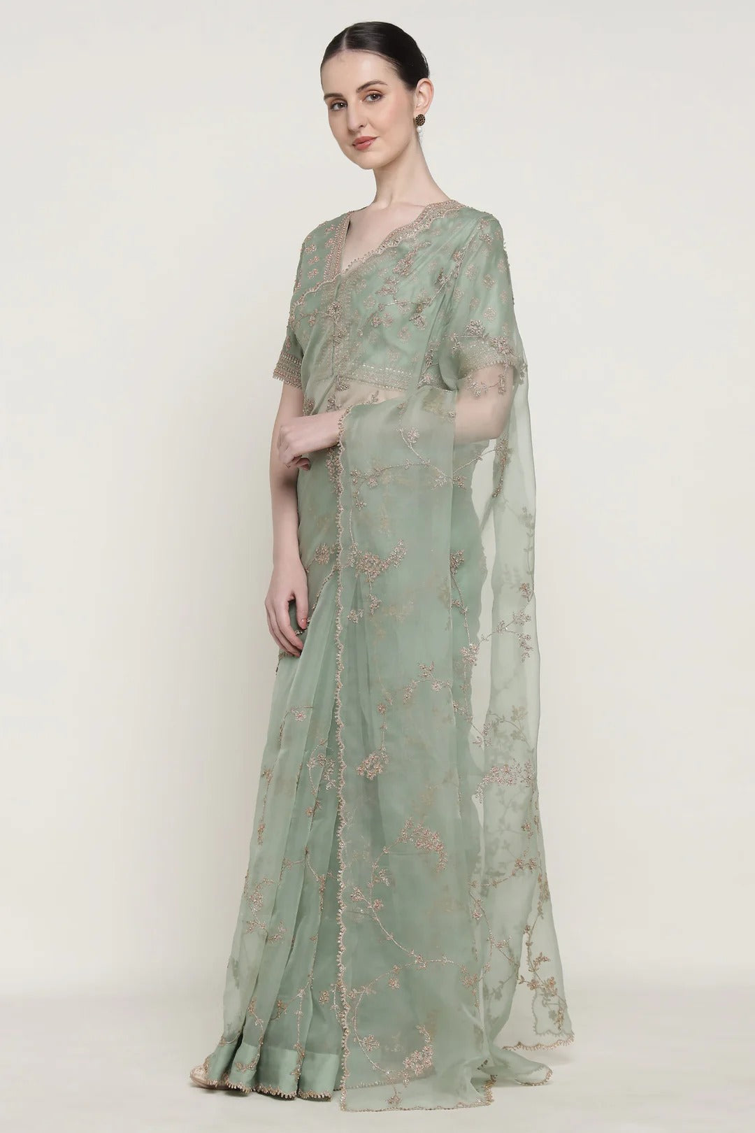Teal Vrinda Dori Saree Set