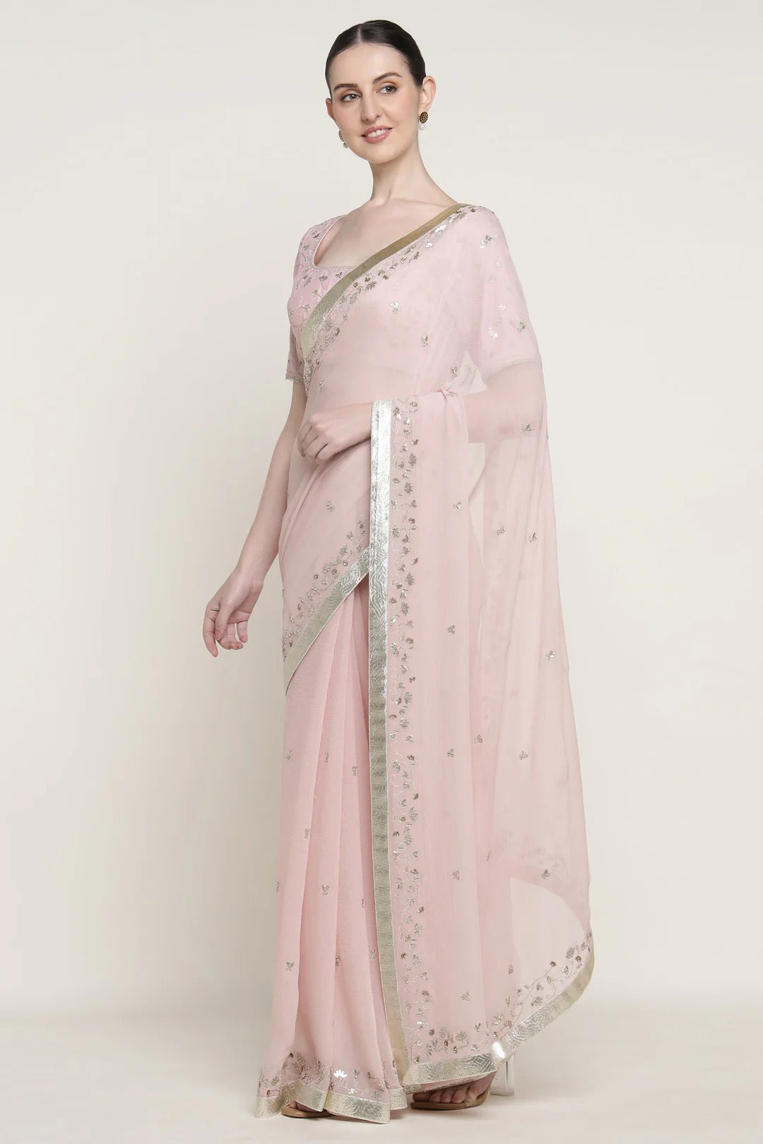 Pink Delara Saree Set