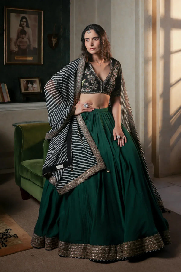 Green Noor E Summer Lehenga