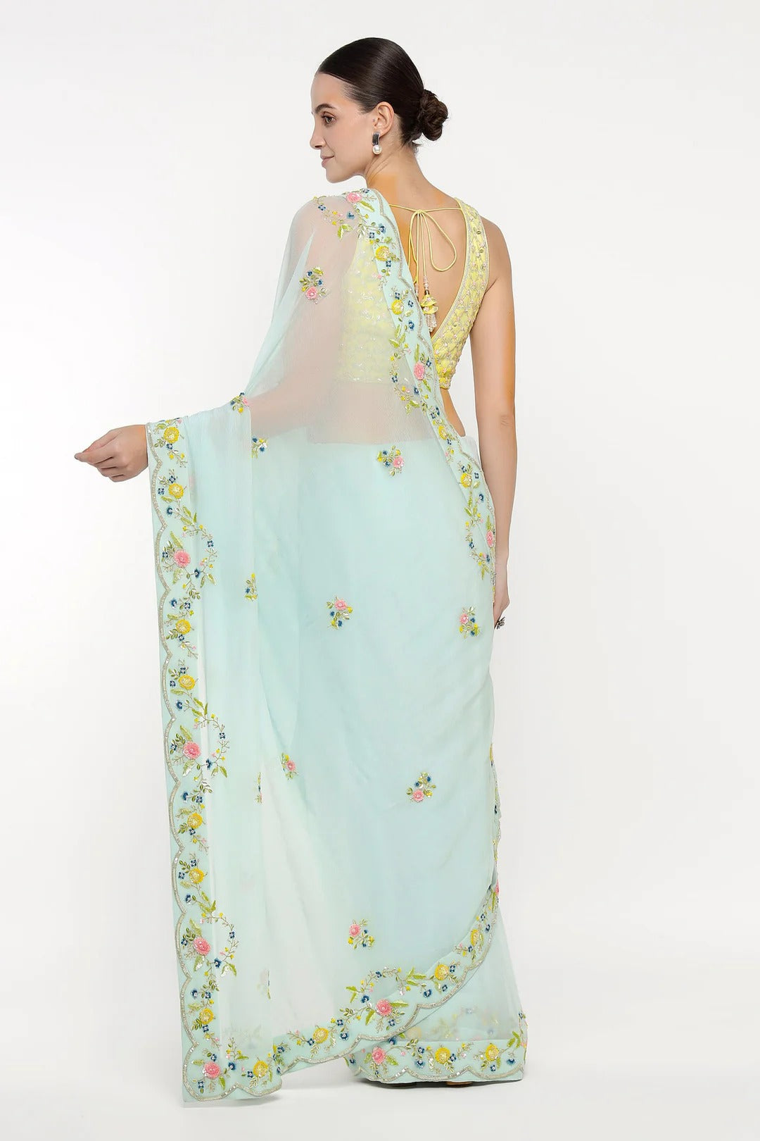Blue Floral Fable Saree