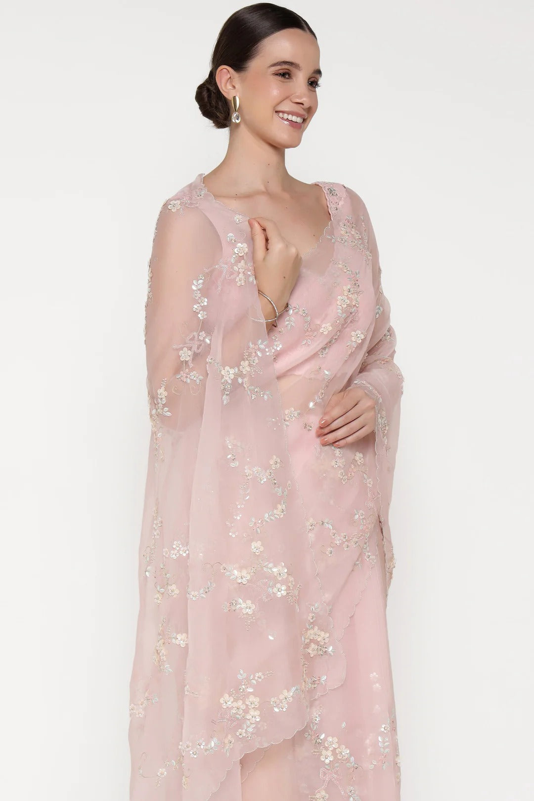 Pink Big Flower Saree