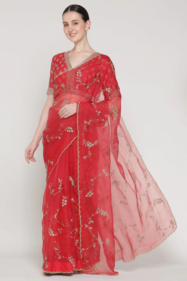 Red Vrinda Dori Saree Set