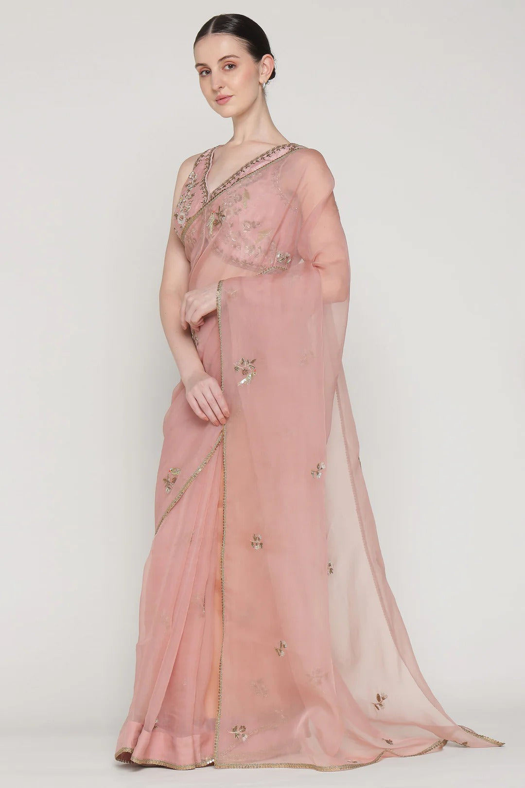 Noor Pink Blush Petal Saree