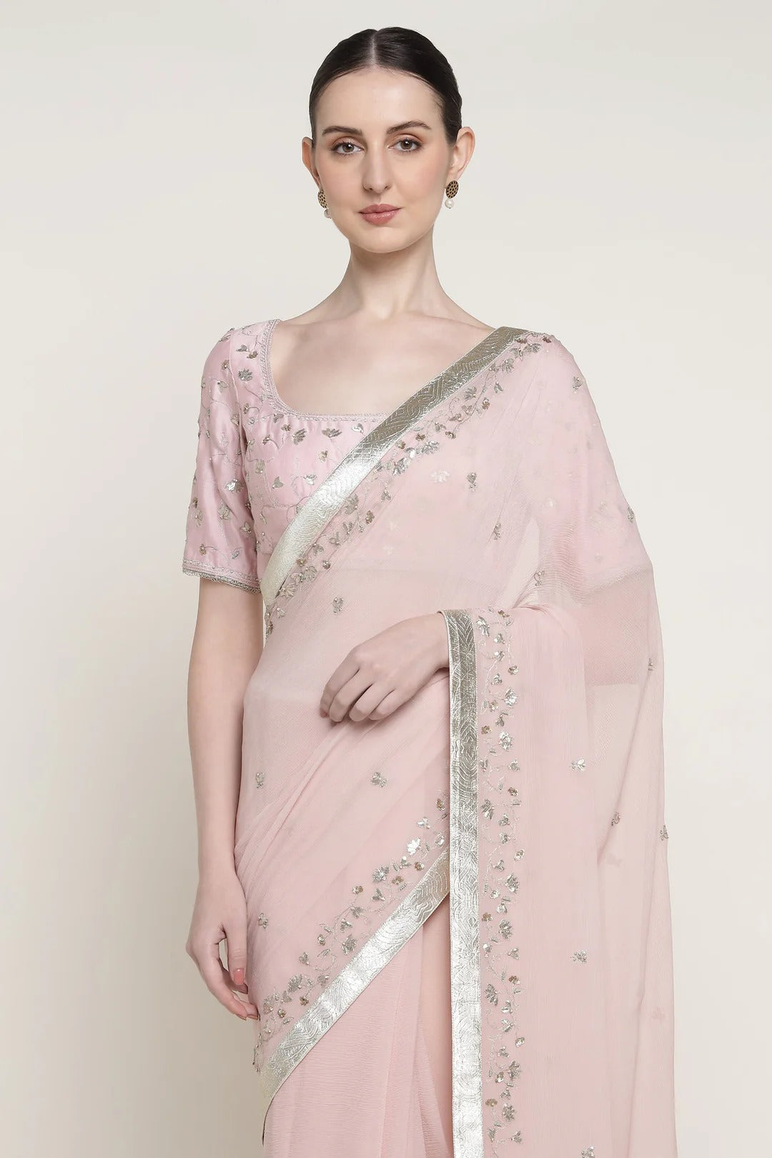 Pink Delara Saree Set