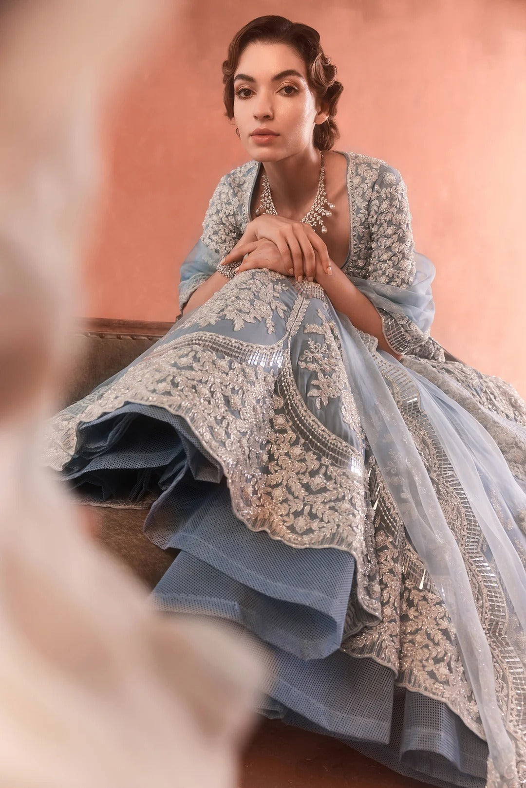 Stone Blue Adena Rays Lehenga