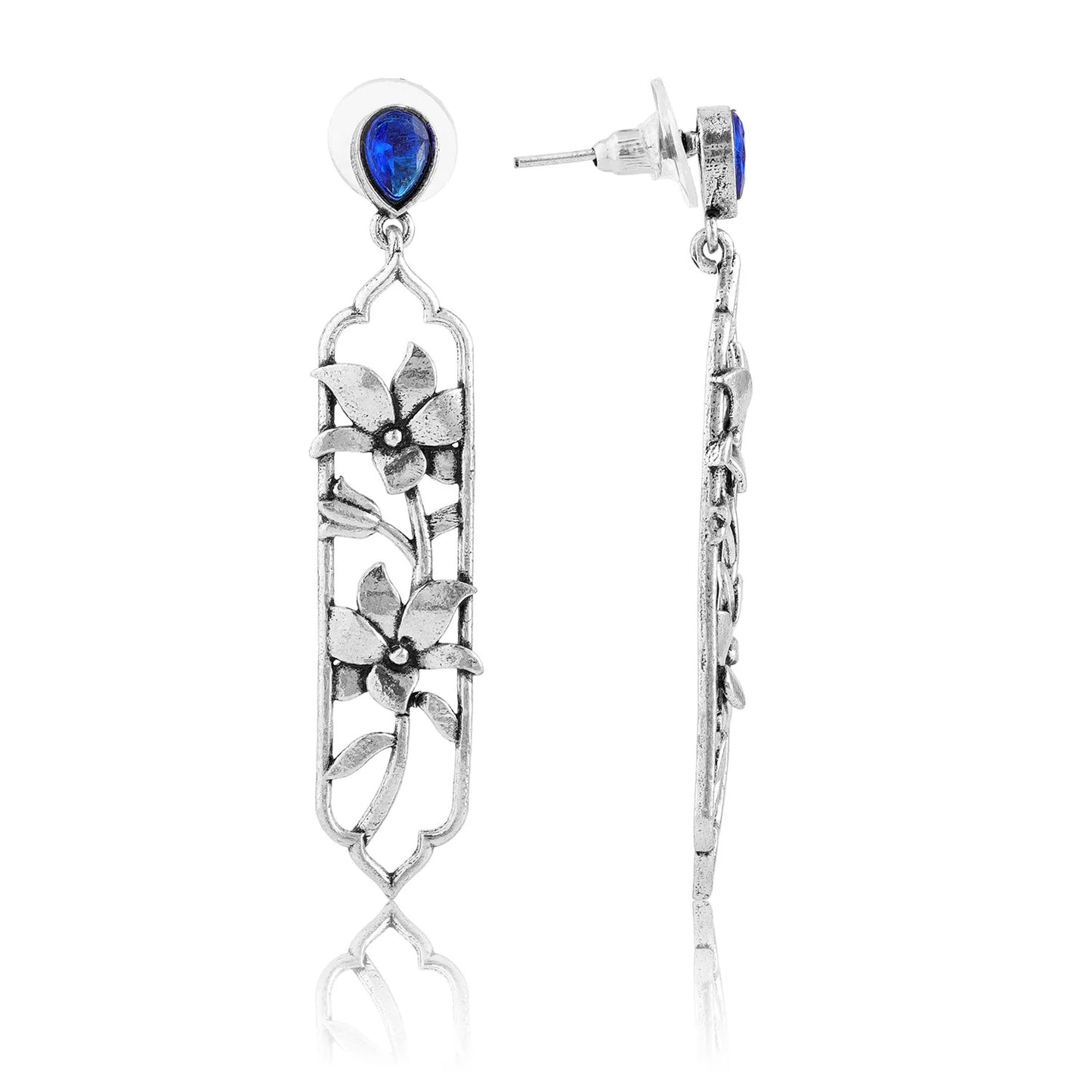 Phulwari Neelika Oxidised Floral Dangler Earrings