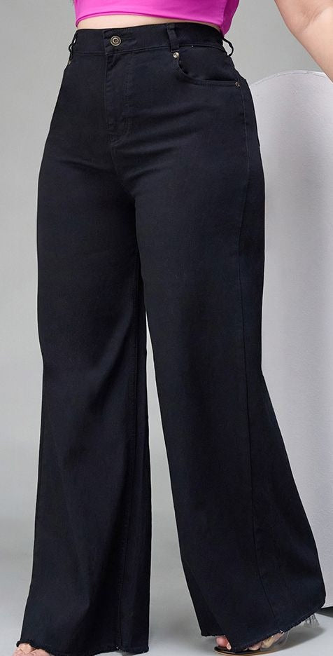 Plus Size Women Wide Leg High-Rise Stretchable Jeans
