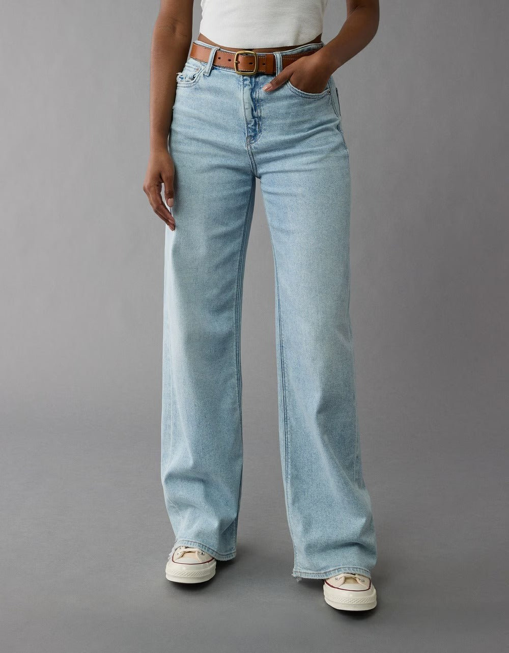 Women Blue Dreamy Drape Stretch Super High-Waisted Baggy Wide-Leg Jean