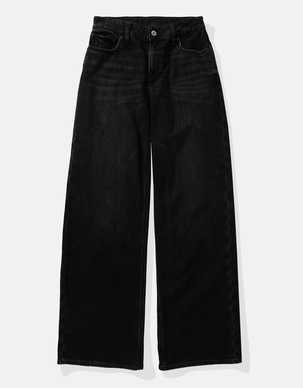 Women Black Strigid Super High-Waisted Baggy Wide-Leg Ankle Jean