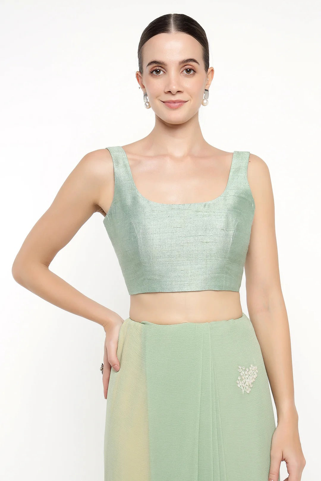Teal Chiffon Dandelion Saree