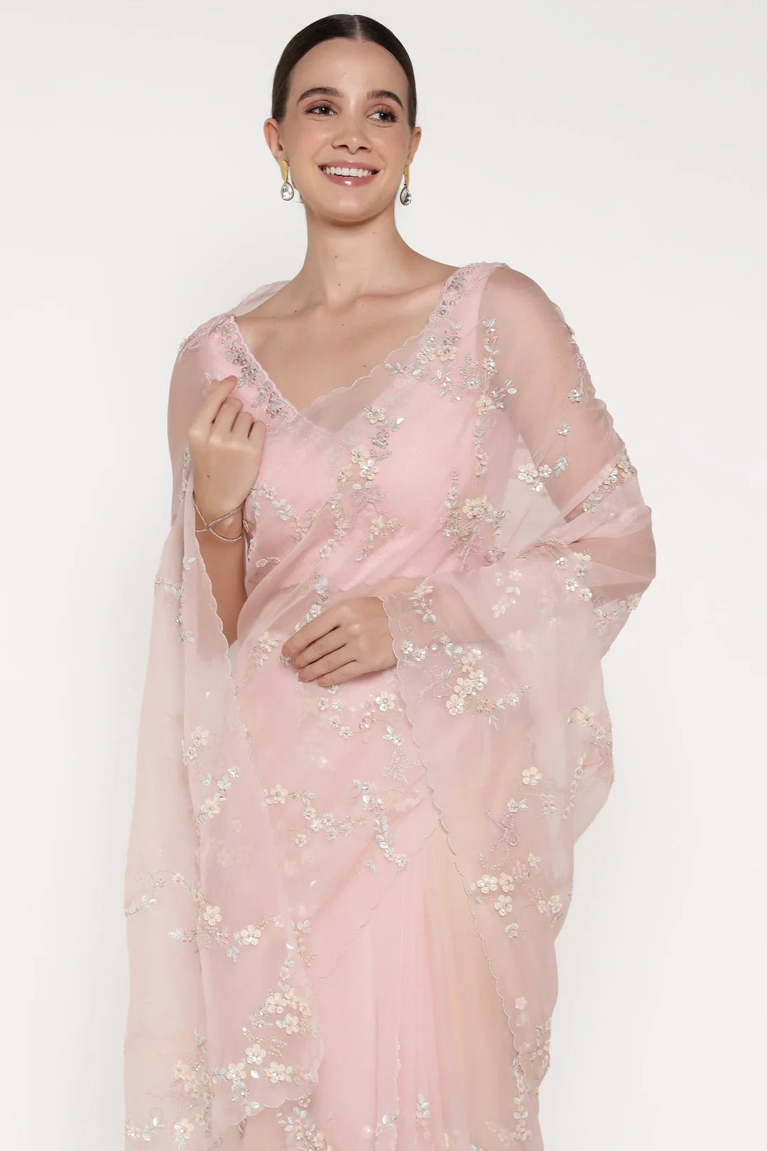 Pink Big Flower Saree