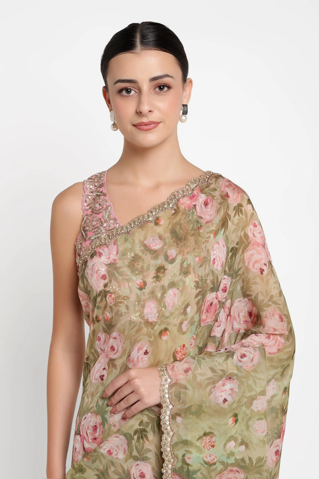 Rose Print Saree