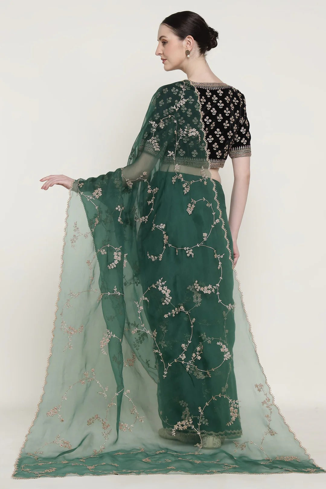 Emerald Green Vrinda Dori Saree Set