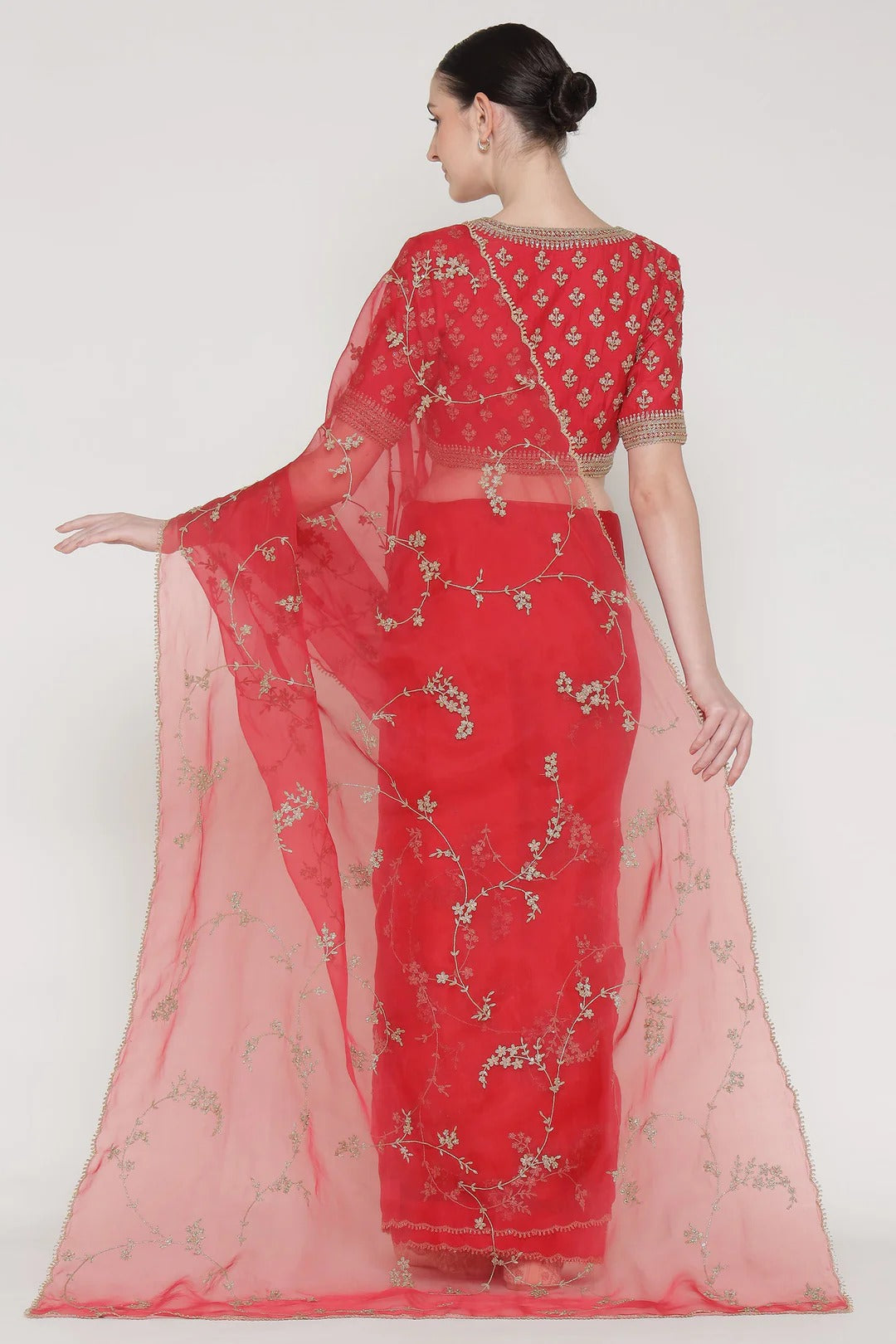 Red Vrinda Dori Saree Set