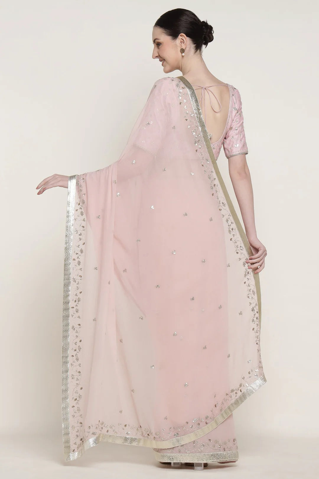 Pink Delara Saree Set