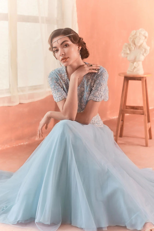 Citrus Blue Amaria Lehenga