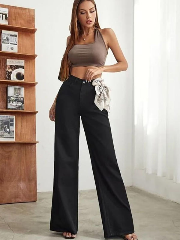 Women Smart Wide Leg High-Rise Jeans