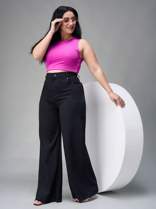 Plus Size Women Wide Leg High-Rise Stretchable Jeans