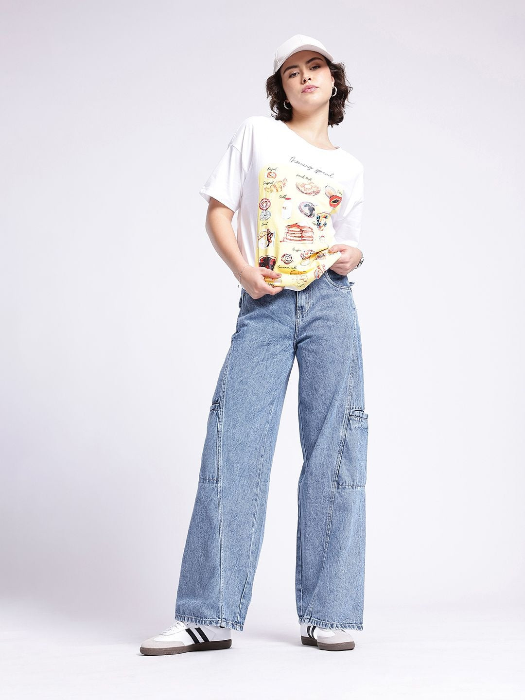 Women Touch Wide Leg Light Fade Jeans