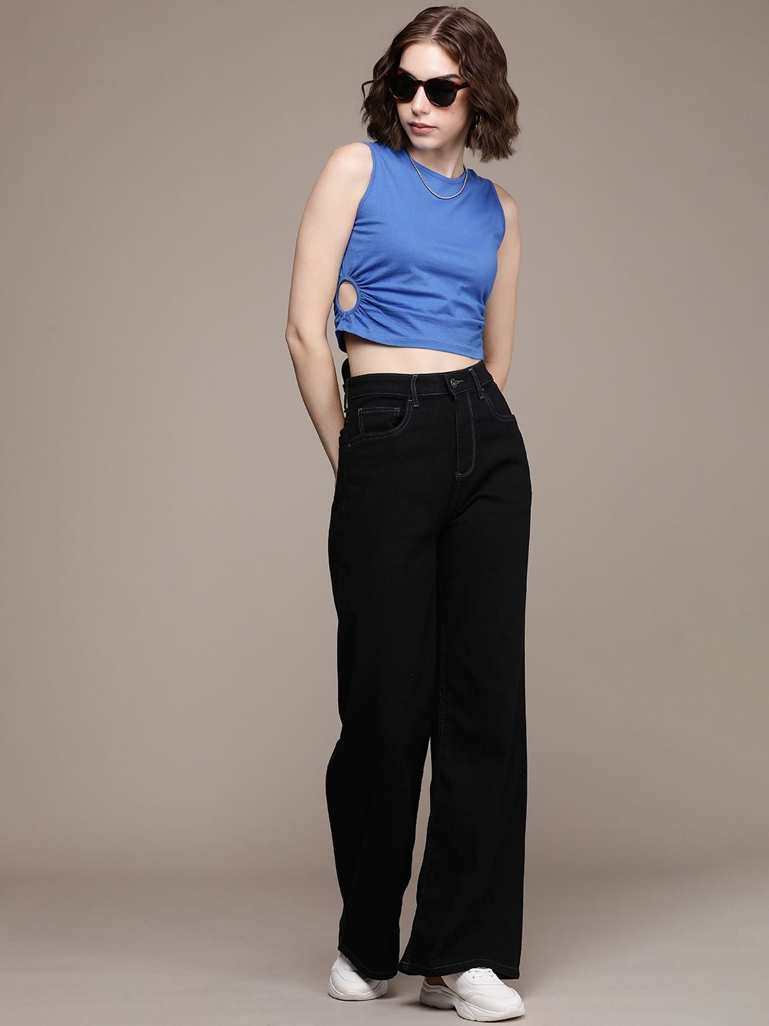The Life Co. Women Wide Leg High-Rise Stretchable Jeans