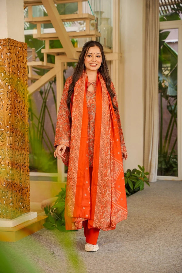 Parisa Rust Muslin Farshi Salwar Set