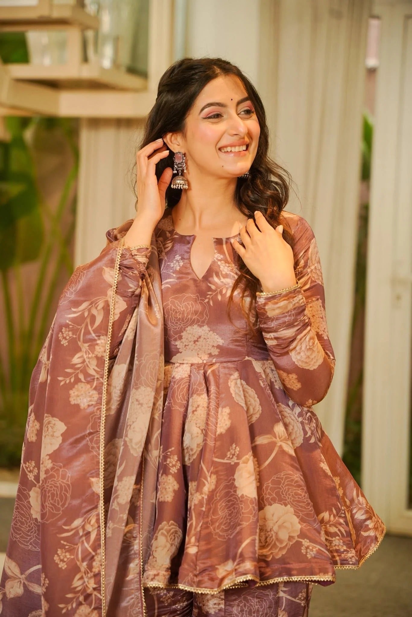 Utsavi Brown Cosmos Sharara Set