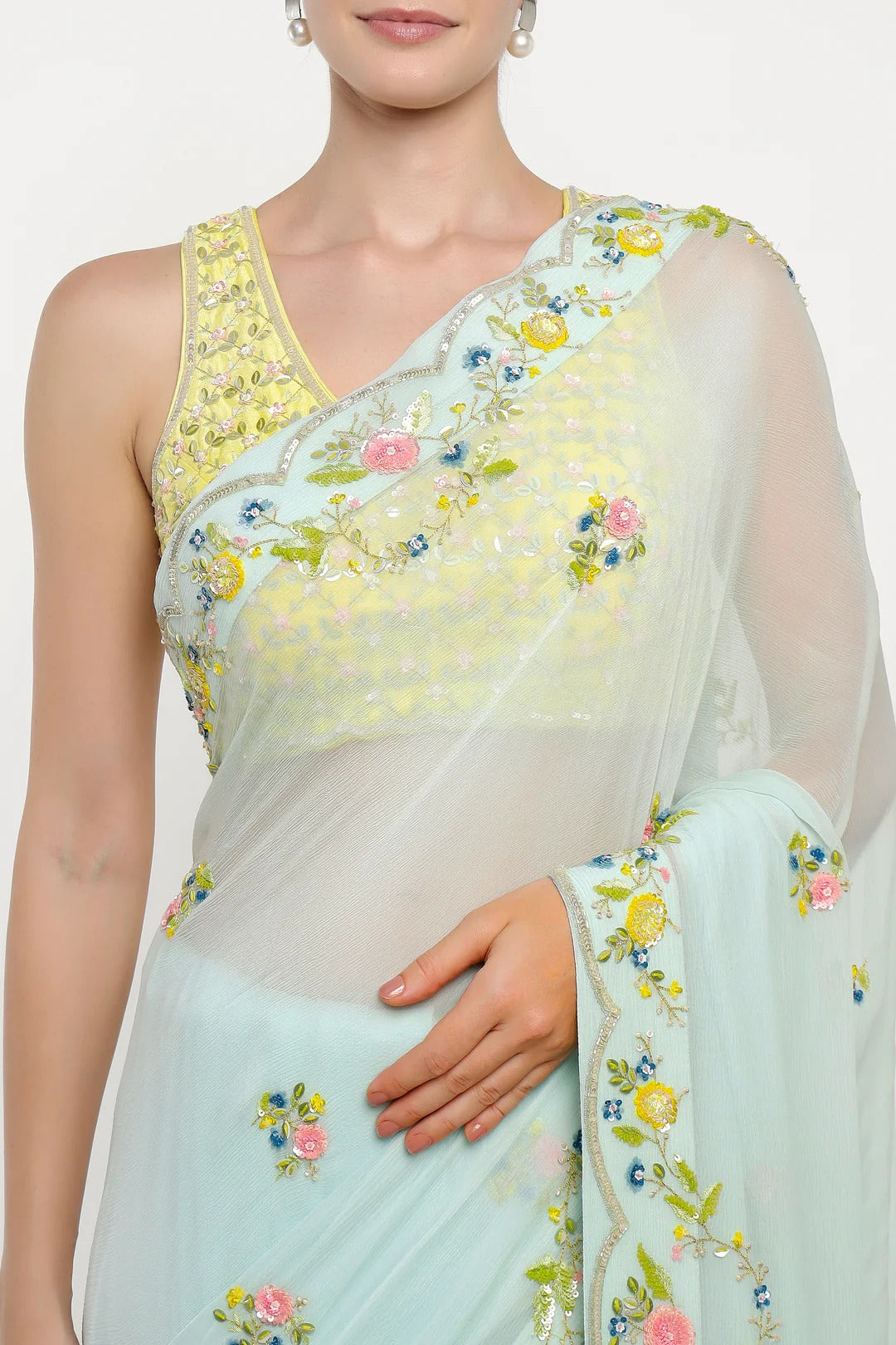 Blue Floral Fable Saree