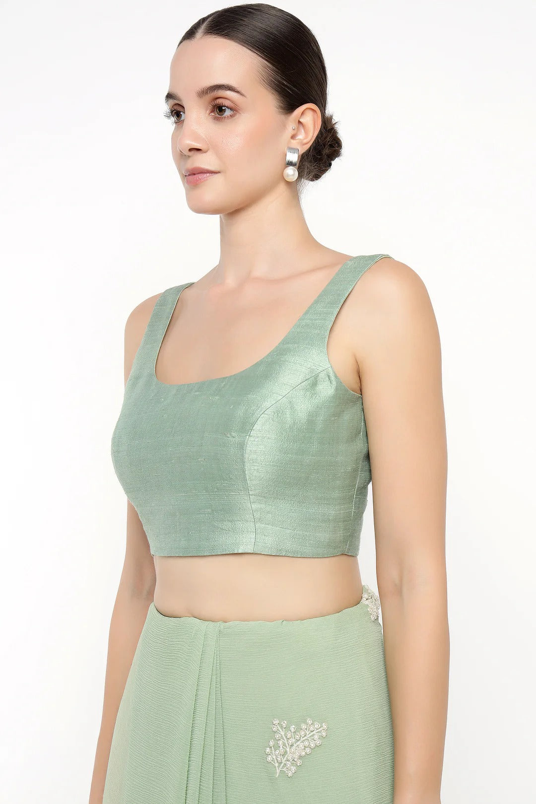 Teal Chiffon Dandelion Saree