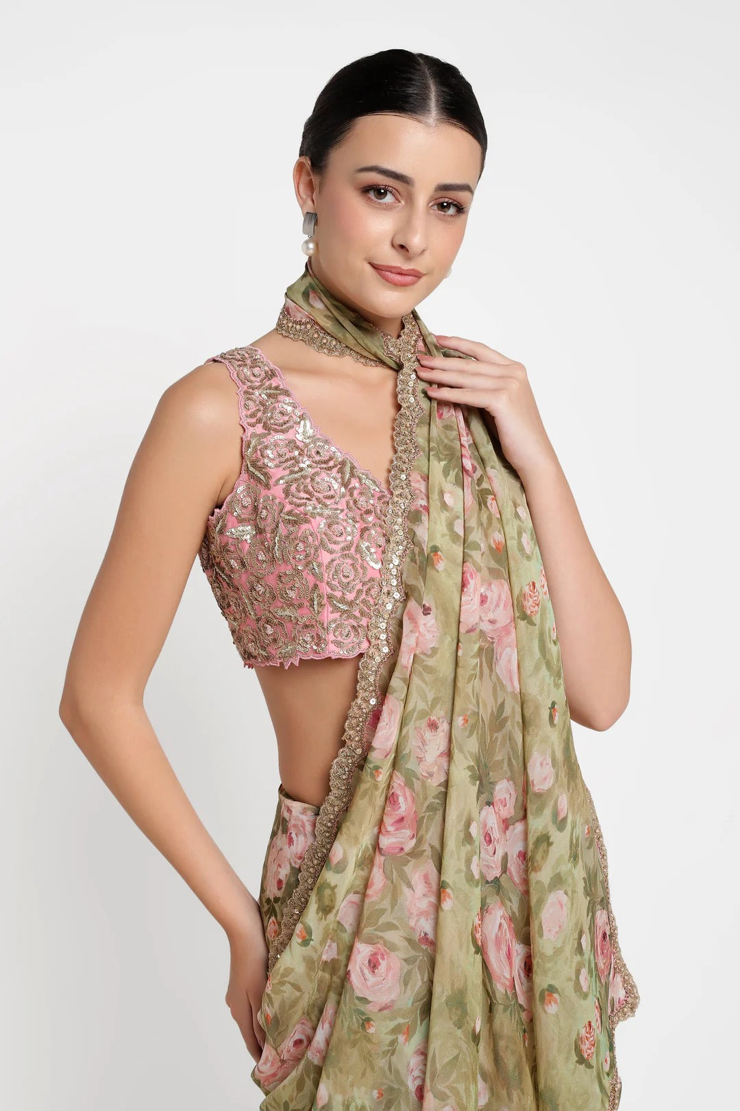 Rose Print Saree