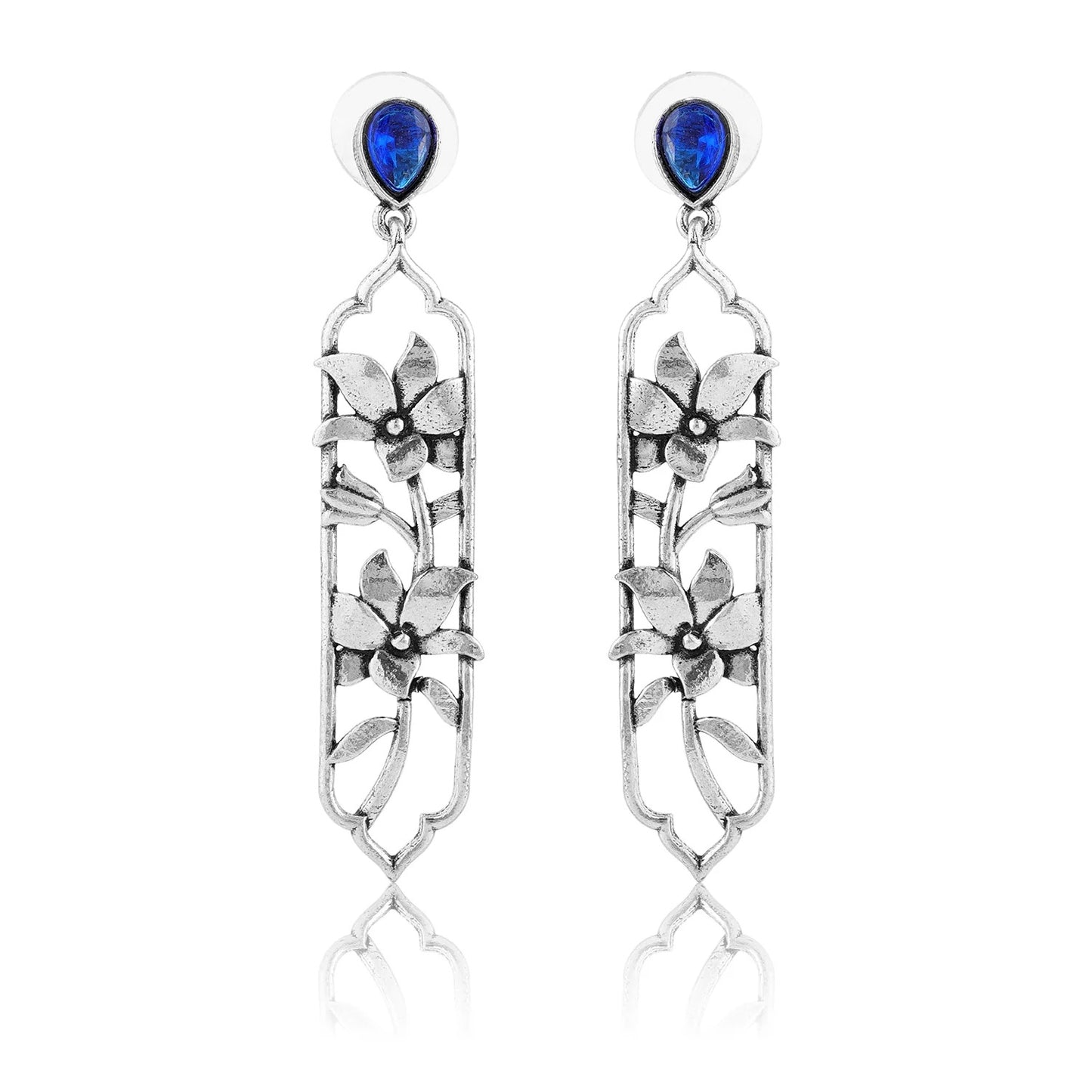 Phulwari Neelika Oxidised Floral Dangler Earrings