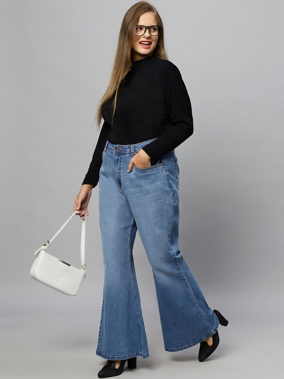 Women Plus Size Extra Flared Jeans