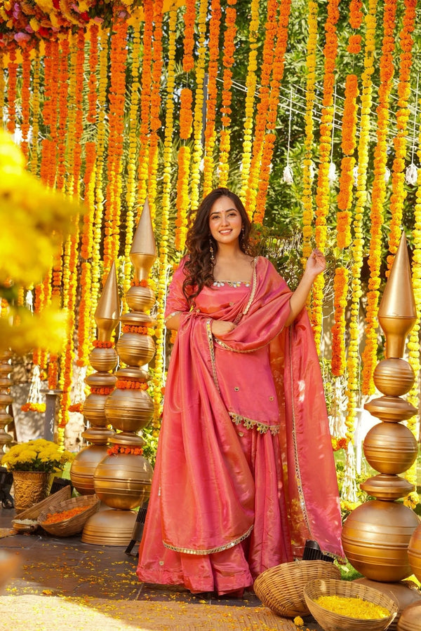 Avenia Pink Wedding Wear Sharara Set