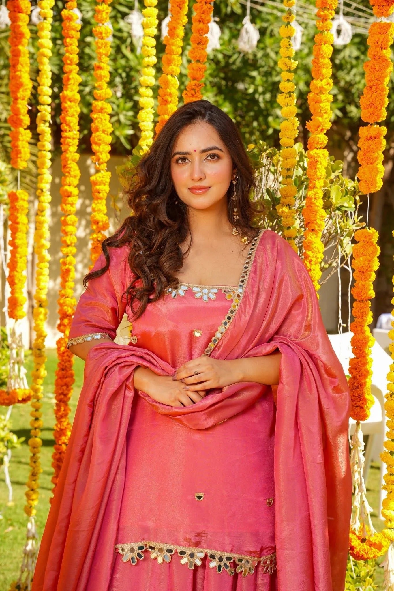Avenia Pink Wedding Wear Sharara Set