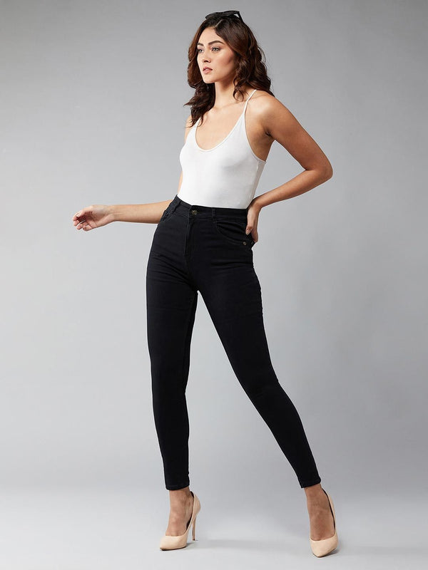 Women Black Skinny Fit High-Rise Clean Look Stretchable Jeans