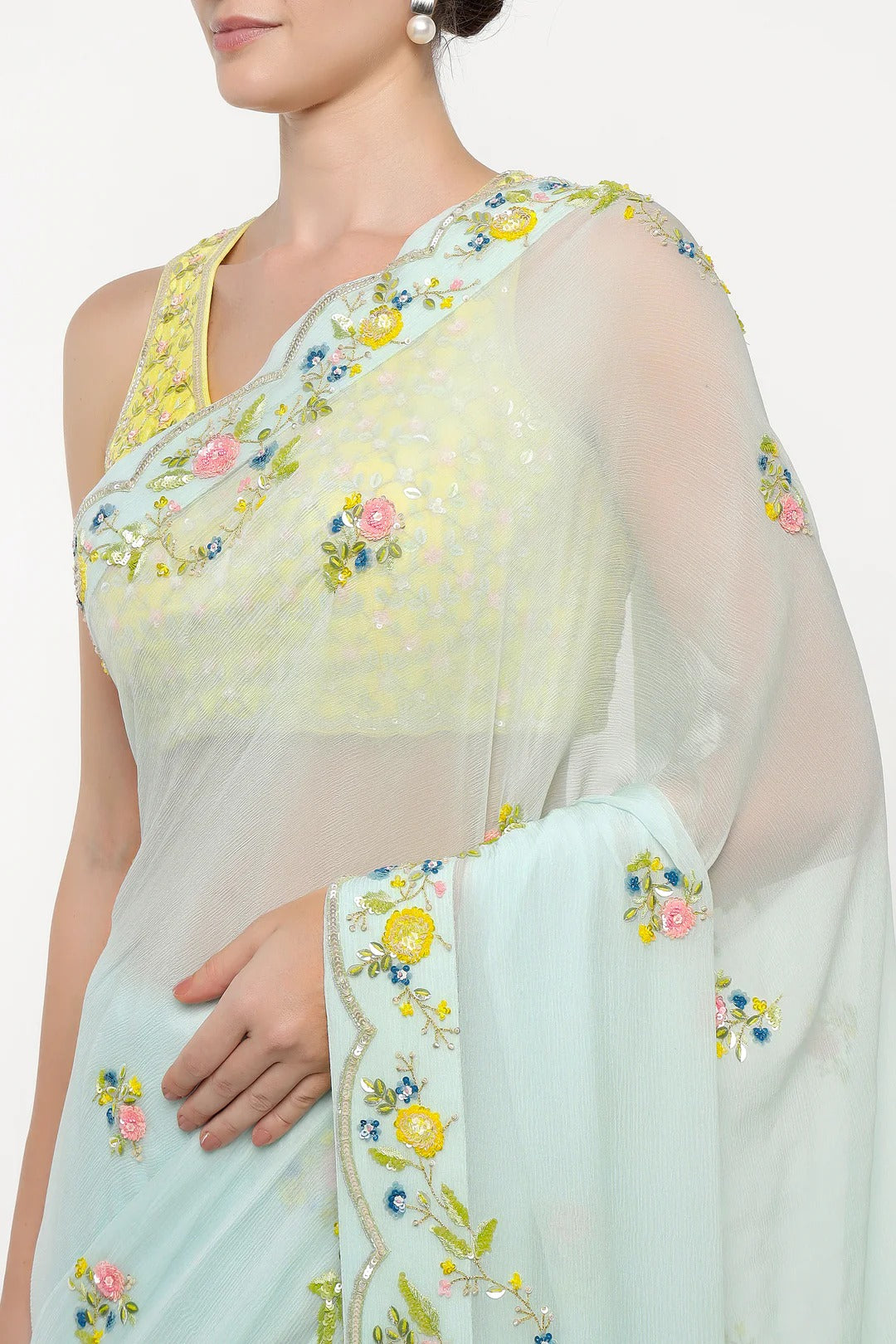 Blue Floral Fable Saree