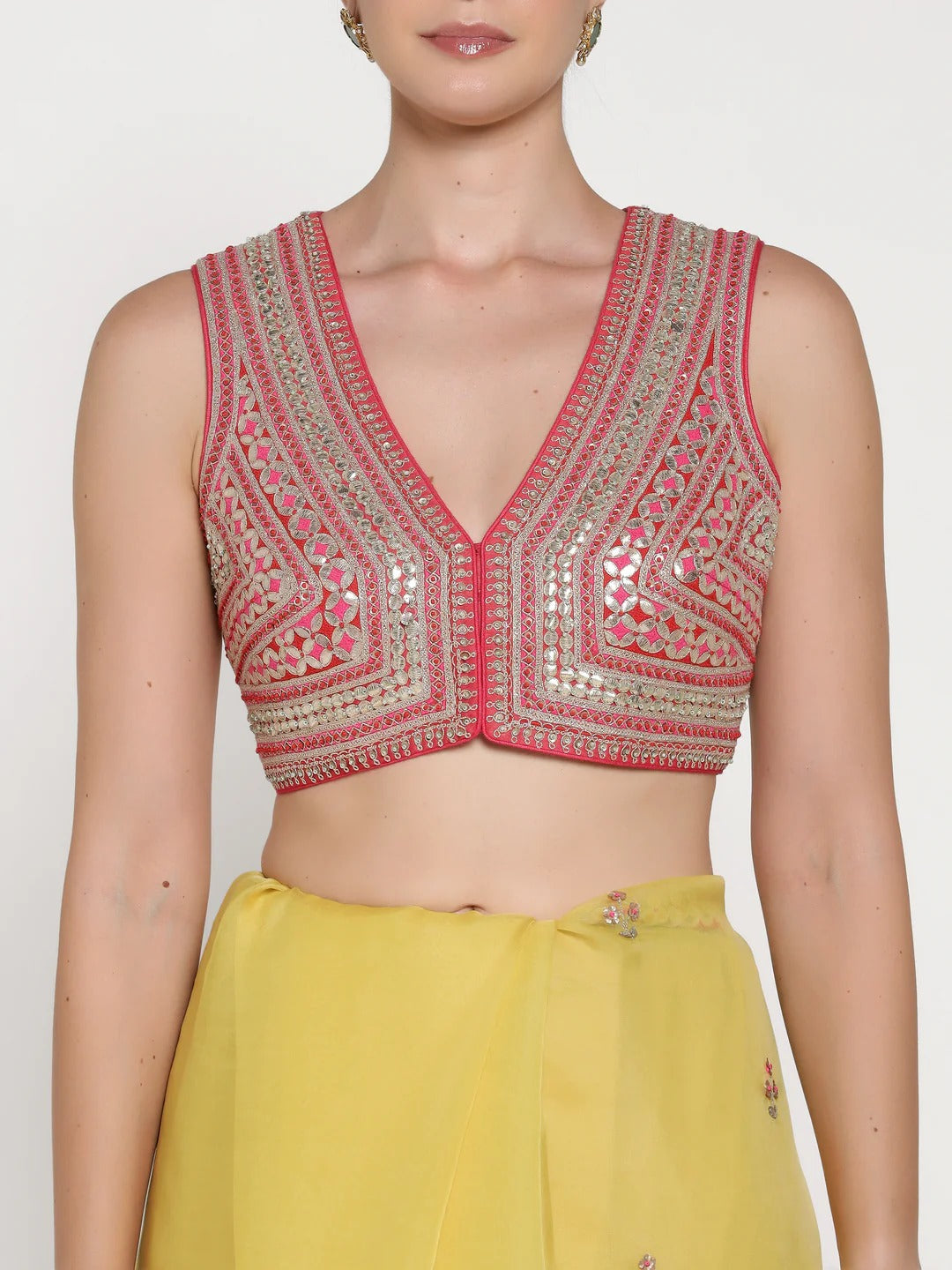 Yellow Gota 3 Flower Saree