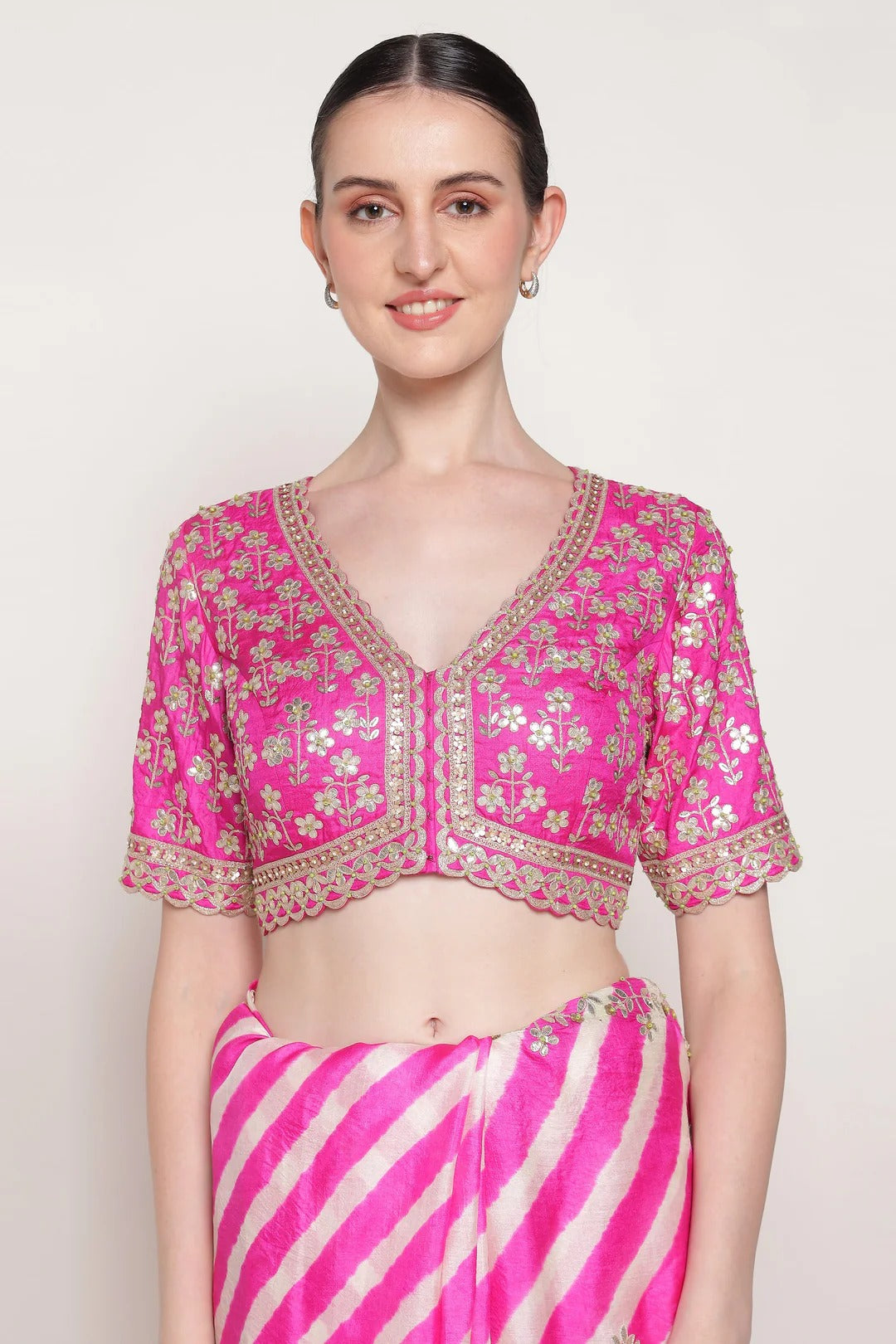 Pink Harsingar Saree