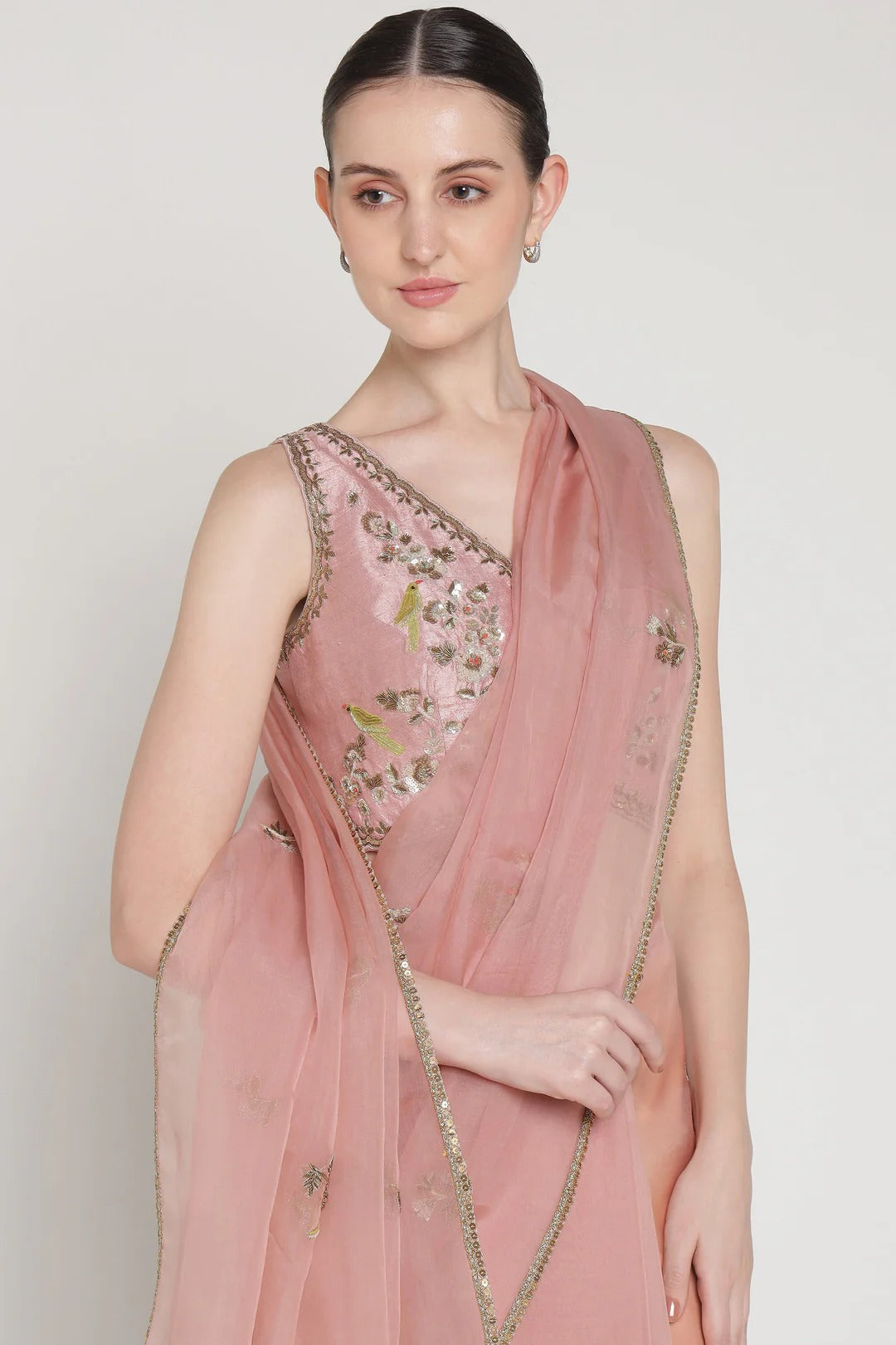 Noor Pink Blush Petal Saree