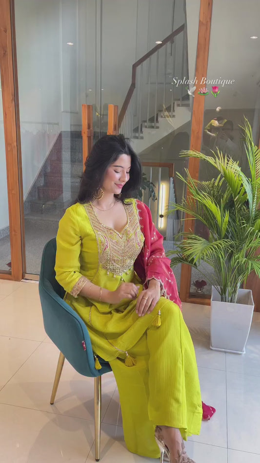 Elegant Mustard Yellow Embroidered Kurta Set with Dupatta for Women